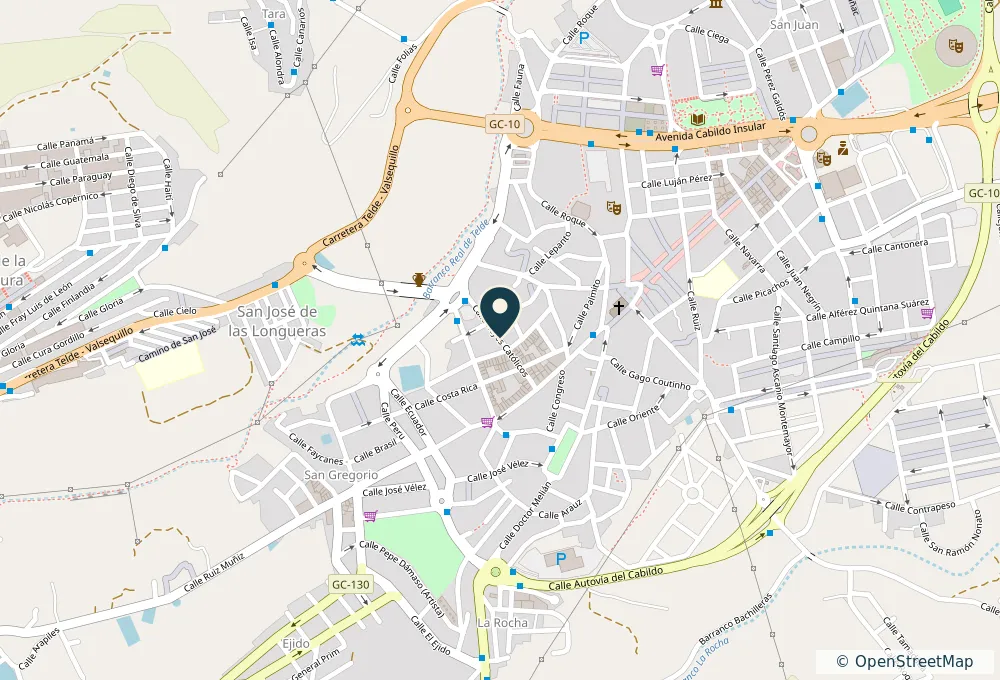 Mapa de la ubicación de la Clínica Terapyel en la calle Reyes Católicos, Telde